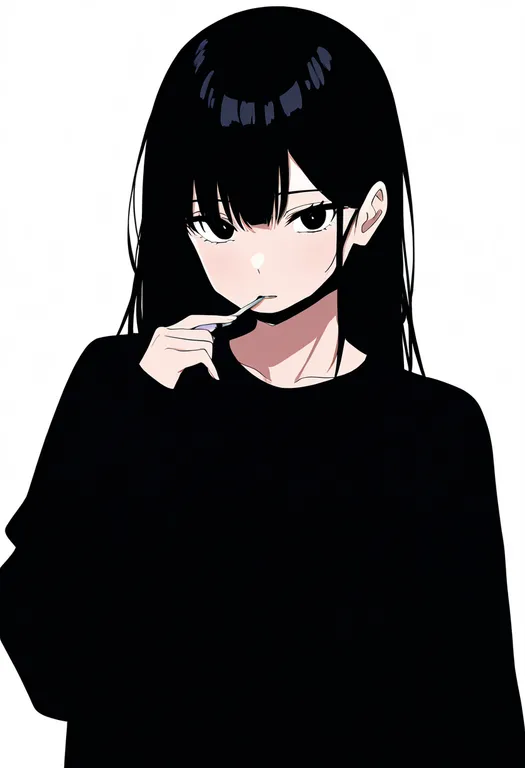 masterpiece, best quality, newest, absurdres, highres, safe, mouth_pull, 1girl, solo, simple_background — by k3scat, made with ComfyUI
