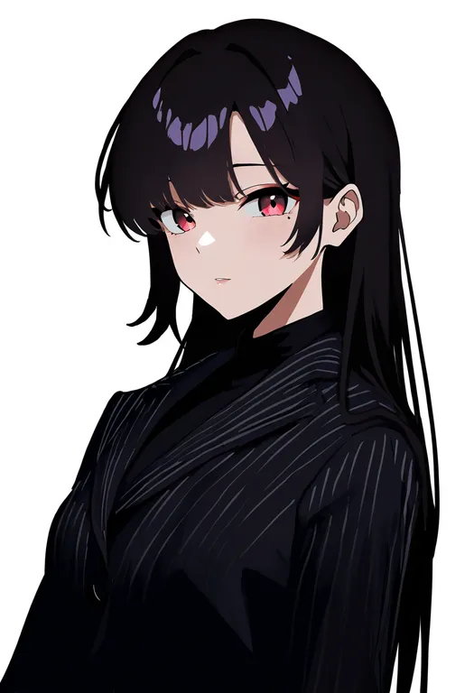 masterpiece, best quality, newest, absurdres, highres, safe, pinstripe_jacket, 1girl, solo, simple_background — by k3scat, made with ComfyUI