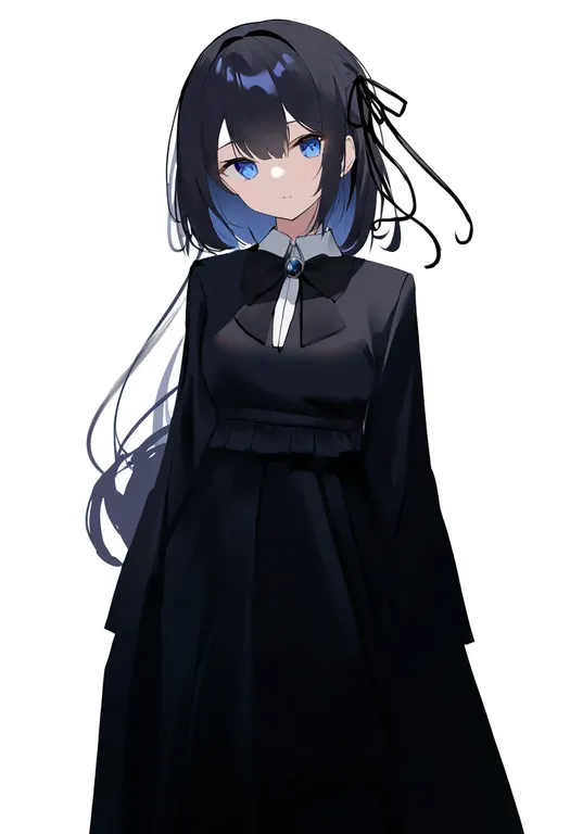 masterpiece, best quality, newest, absurdres, highres, safe, black_ribbon, 1girl, solo, simple_background — by k3scat, made with ComfyUI