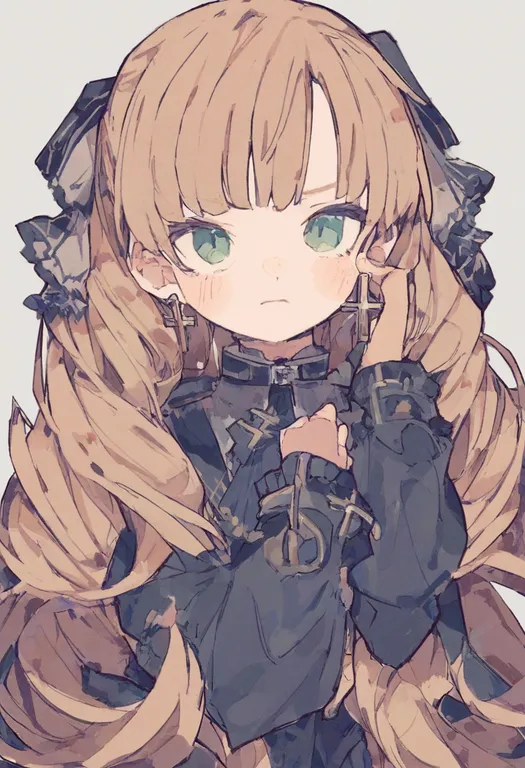 masterpiece, best quality, general, cross earrings, 1girl, solo, simple background — by k3scat, made with ComfyUI