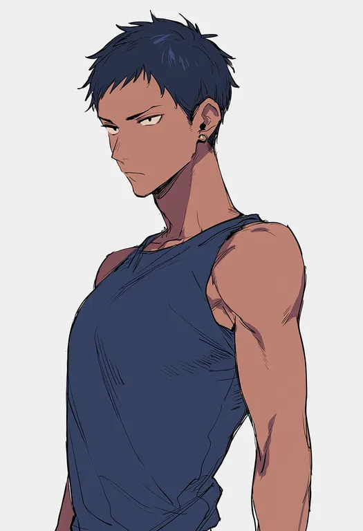 masterpiece, best quality, score_7, safe, aomine daiki, solo, upper body, simple background — by k3scat, made with ComfyUI