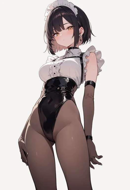 masterpiece, best quality, score_7, safe, black trim, 1girl, solo, simple background — by k3scat, made with ComfyUI