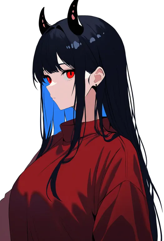 masterpiece, best quality, newest, absurdres, highres, safe, cow_horns, 1girl, solo, simple_background — by k3scat, made with ComfyUI