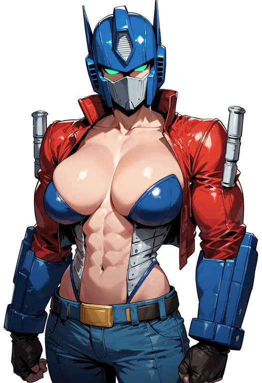 masterpiece, best quality, score_7, safe, optimus prime, solo, upper body, simple background — by k3scat, made with ComfyUI