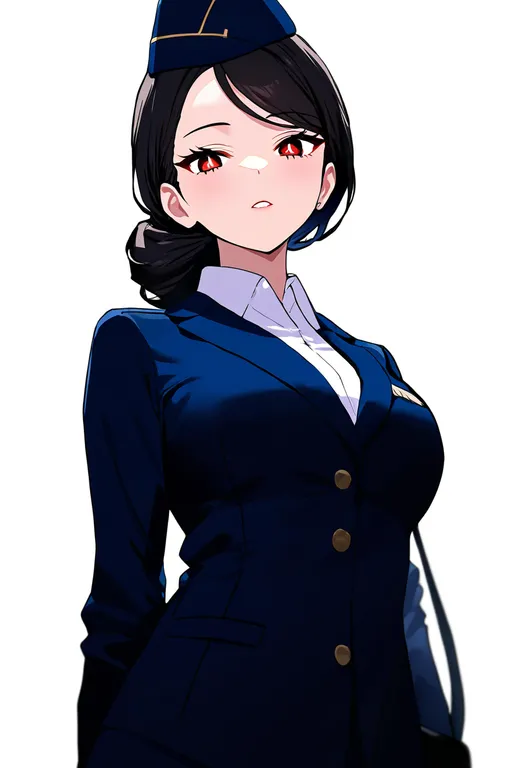 masterpiece, best quality, newest, absurdres, highres, safe, travel_attendant, 1girl, solo, simple_background — by k3scat, made with ComfyUI