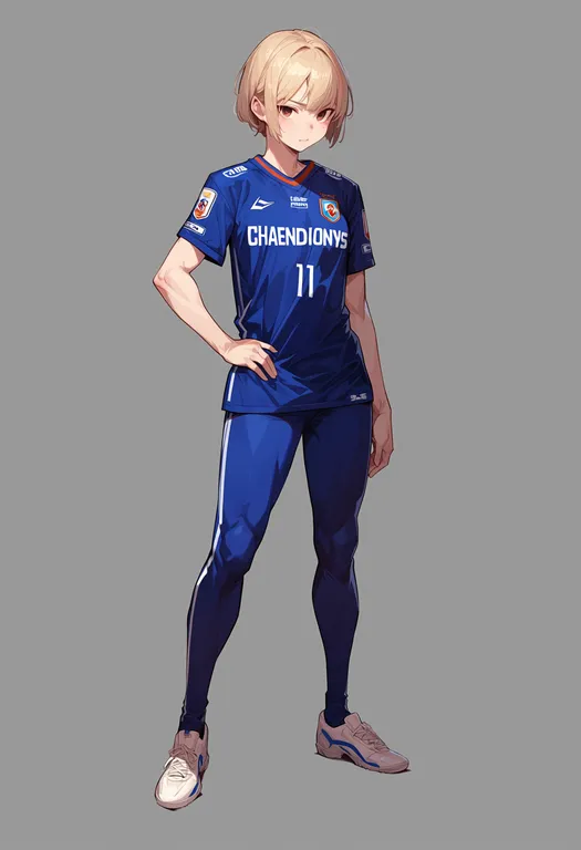 masterpiece, best quality, score_7, safe, 2010-2011 uefa champions' league, solo, full body, simple background — by k3scat, made with ComfyUI