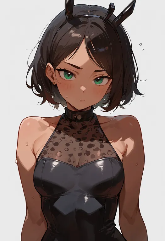 masterpiece, best quality, score_7, safe, loco moco, 1girl, solo, upper body, simple background — by k3scat, made with ComfyUI