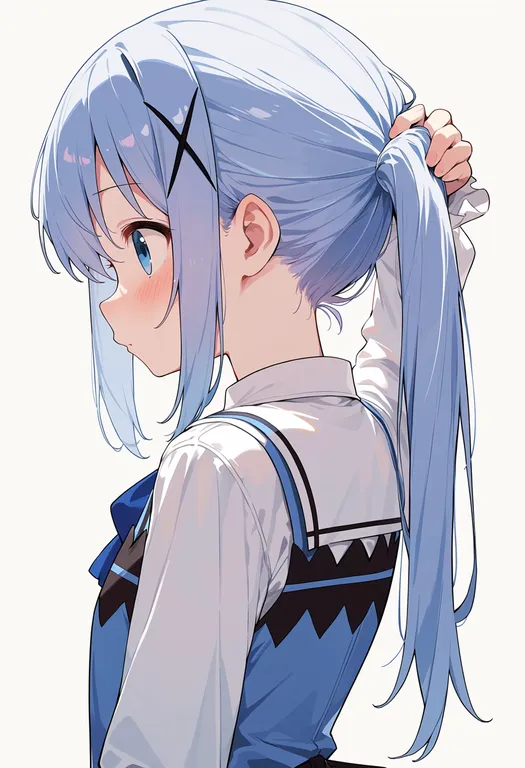 masterpiece, best quality, score_7, safe, kafuu chino, gochuumon wa usagi desu ka?, solo, upper body, simple background — by k3scat, made with ComfyUI