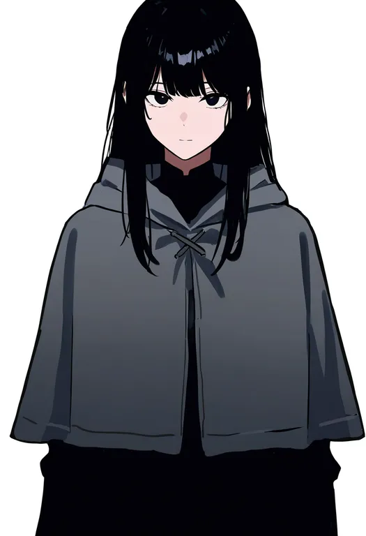 masterpiece, best quality, newest, absurdres, highres, safe, grey_capelet, 1girl, solo, simple_background — by k3scat, made with ComfyUI