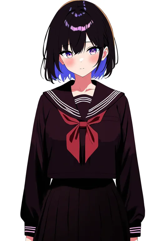 masterpiece, best quality, newest, absurdres, highres, safe, brown_serafuku, 1girl, solo, simple_background — by k3scat, made with ComfyUI