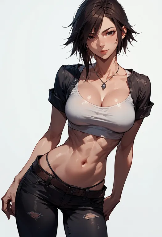 masterpiece, best quality, score_7, safe, final fantasy xiii, solo, simple background — by k3scat, made with ComfyUI