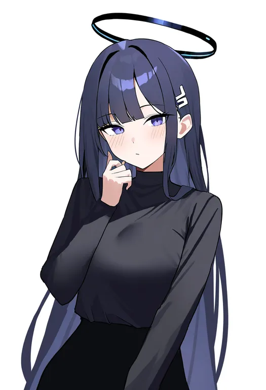 masterpiece, best quality, newest, absurdres, highres, safe, two-tone_halo, 1girl, solo, simple_background — by k3scat, made with ComfyUI