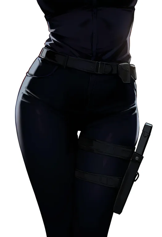 masterpiece, best quality, newest, absurdres, highres, safe, thigh_holster, 1girl, solo, simple_background — by k3scat, made with ComfyUI