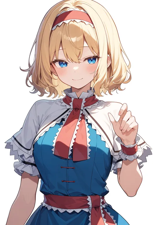 masterpiece, best quality, score_7, safe, alice margatroid, touhou, solo, upper body, simple background — by k3scat, made with ComfyUI