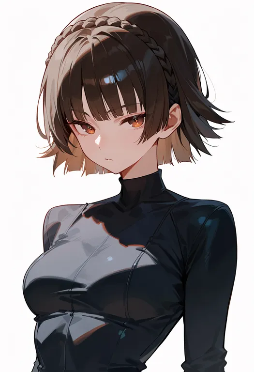 masterpiece, best quality, score_7, safe, niijima makoto, solo, upper body, simple background — by k3scat, made with ComfyUI
