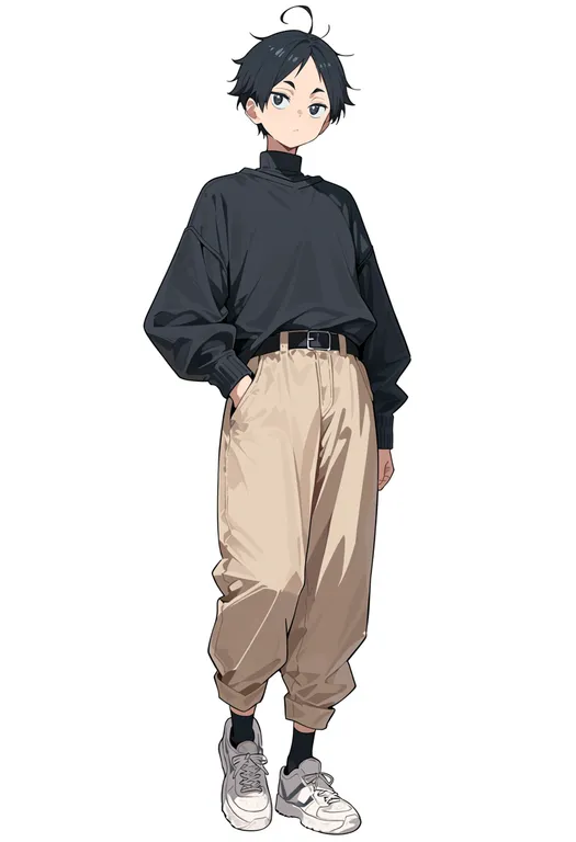 masterpiece, best quality, score_7, safe, haikyuu!!, solo, full body, simple background — by k3scat, made with ComfyUI