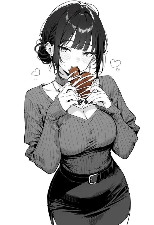 masterpiece, best quality, score_7, safe, heart-shaped food, 1girl, solo, simple background — by k3scat, made with ComfyUI