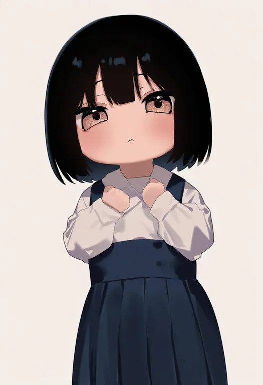 masterpiece, best quality, newest, absurdres, highres, safe, puchimasu!_(style), 1girl, solo, simple_background — by k3scat, made with ComfyUI