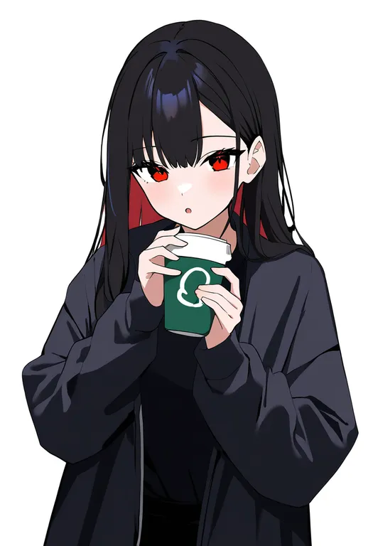 masterpiece, best quality, newest, absurdres, highres, safe, disposable_cup, 1girl, solo, simple_background — by k3scat, made with ComfyUI
