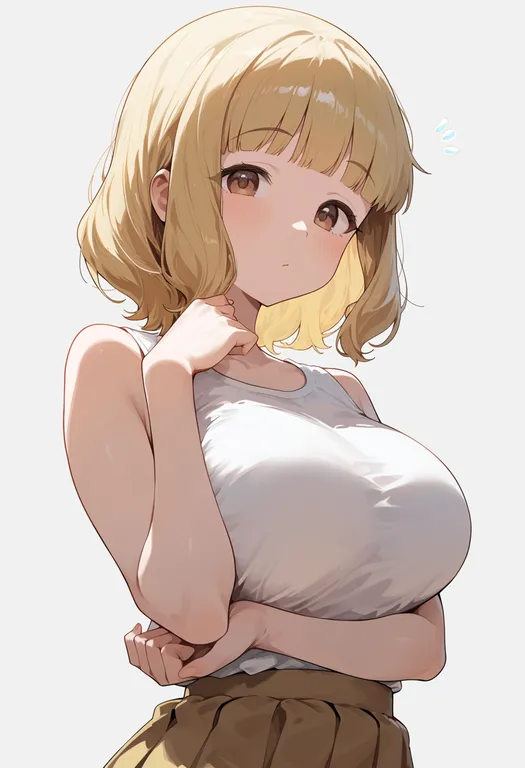 masterpiece, best quality, score_7, safe, fukuji mihoko, solo, upper body, simple background — by k3scat, made with ComfyUI