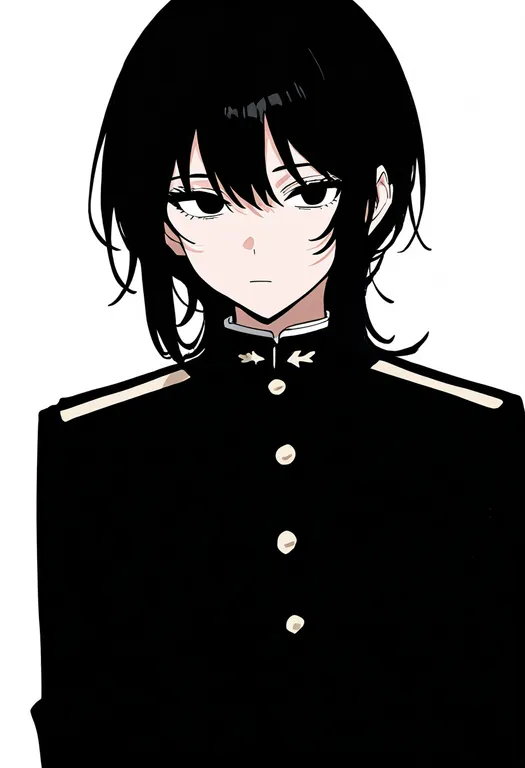 masterpiece, best quality, newest, absurdres, highres, safe, shoulder_boards, 1girl, solo, simple_background — by k3scat, made with ComfyUI