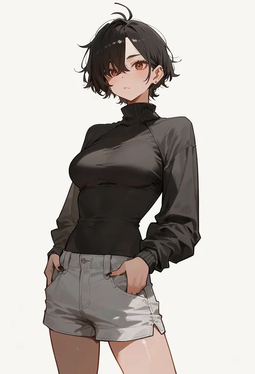 masterpiece, best quality, score_7, safe, person and animalization, 1girl, solo, simple background — by k3scat, made with ComfyUI
