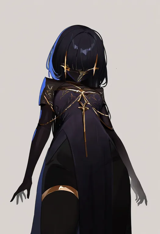 masterpiece, best quality, newest, absurdres, highres, safe, gold_thighlet, 1girl, solo, simple_background — by k3scat, made with ComfyUI