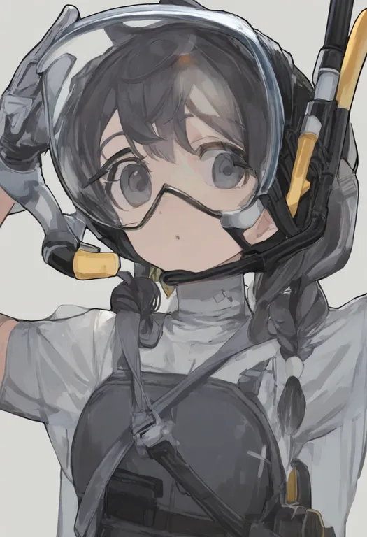 masterpiece, best quality, general, snorkel, 1girl, solo, simple background — by k3scat, made with ComfyUI