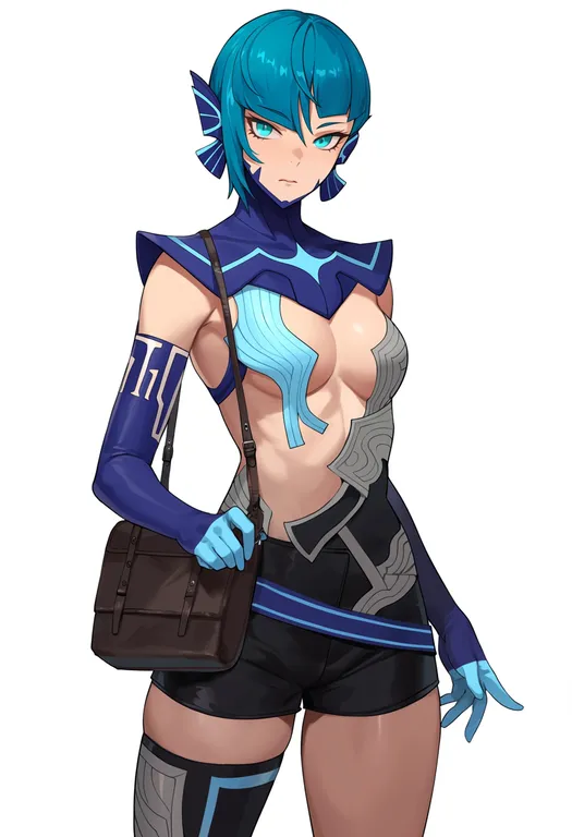 masterpiece, best quality, score_7, safe, shin megami tensei iv, solo, simple background — by k3scat, made with ComfyUI