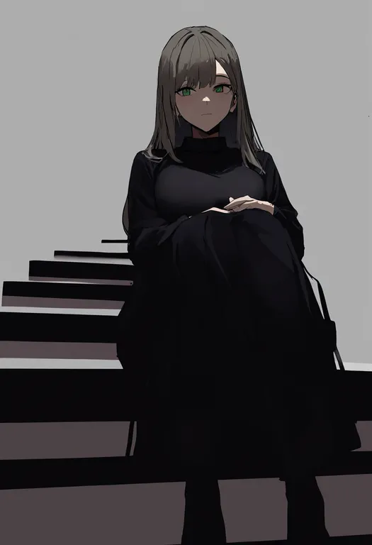 masterpiece, best quality, newest, absurdres, highres, safe, sitting_on_stairs, 1girl, solo, simple_background — by k3scat, made with ComfyUI