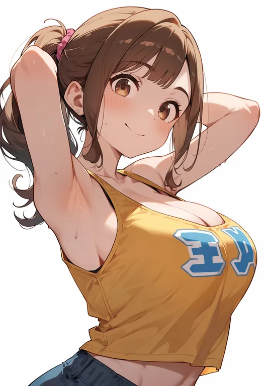 masterpiece, best quality, score_7, safe, makina nakajima, solo, upper body, simple background — by k3scat, made with ComfyUI