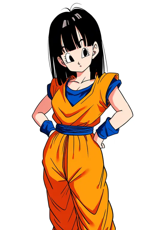 masterpiece, best quality, newest, absurdres, highres, safe, toriyama_akira_(style), 1girl, solo, simple_background — by k3scat, made with ComfyUI