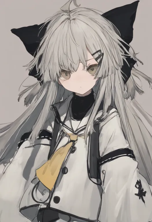 masterpiece, best quality, general, black trim, 1girl, solo, simple background — by k3scat, made with ComfyUI