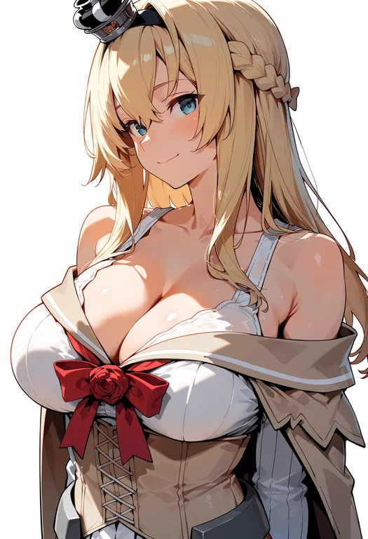 masterpiece, best quality, score_7, safe, warspite (kancolle), solo, upper body, simple background — by k3scat, made with ComfyUI