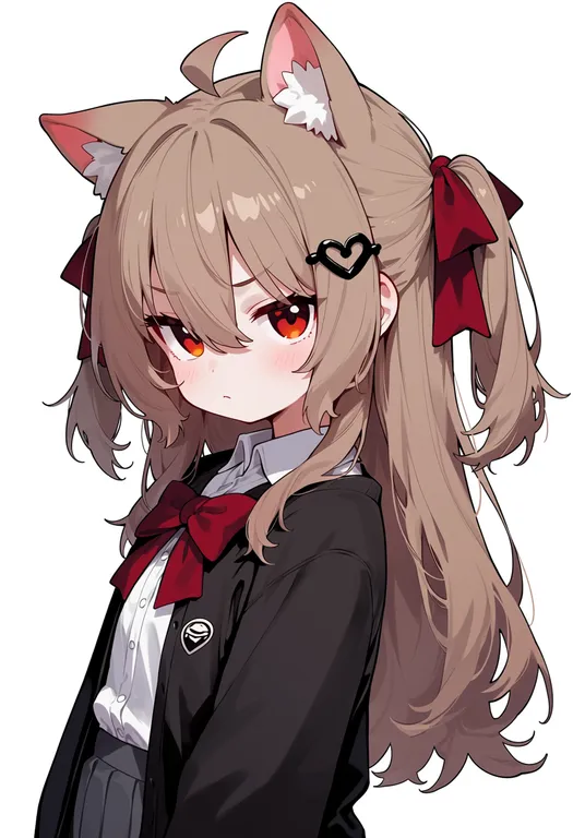 masterpiece, best quality, score_7, safe, evil neuro-sama (1st costume), solo, upper body, simple background — by k3scat, made with ComfyUI