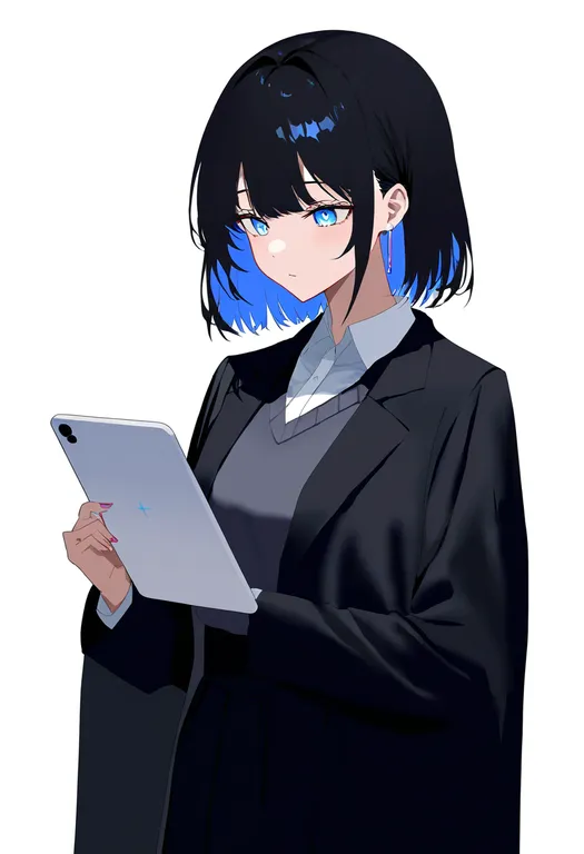 masterpiece, best quality, newest, absurdres, highres, safe, tablet_pc, 1girl, solo, simple_background — by k3scat, made with ComfyUI
