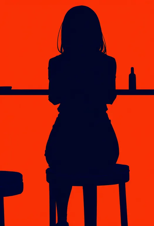 masterpiece, best quality, newest, absurdres, highres, safe, bar_stool, 1girl, solo, simple_background — by k3scat, made with ComfyUI