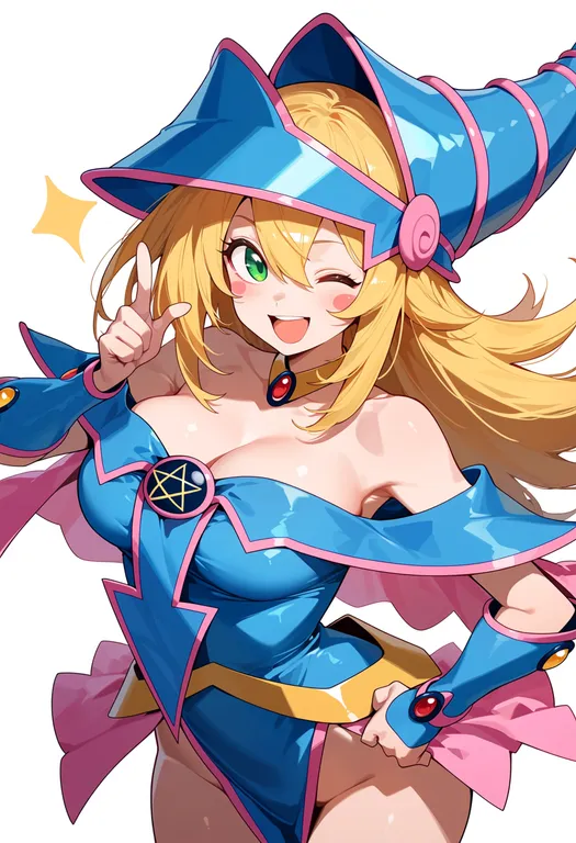 masterpiece, best quality, score_7, safe, dark magician girl, solo, upper body, simple background — by k3scat, made with ComfyUI