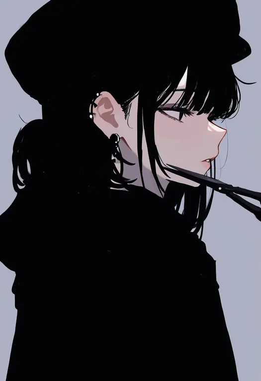 masterpiece, best quality, newest, absurdres, highres, safe, scissors, 1girl, solo, simple_background — by k3scat, made with ComfyUI
