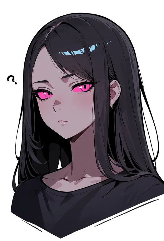 masterpiece, best quality, score_7, safe, pink sclera, 1girl, solo, portrait, simple background — by k3scat, made with ComfyUI