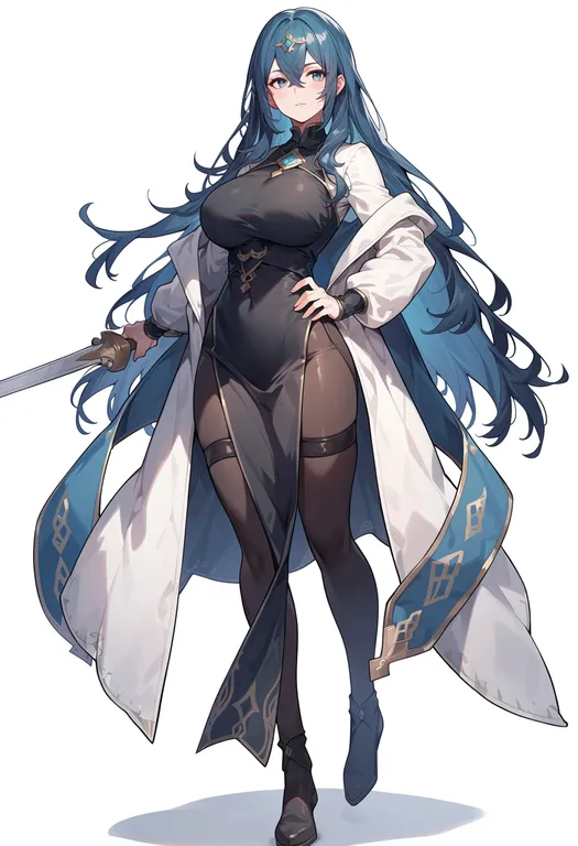 masterpiece, best quality, score_7, safe, fire emblem: new mystery of the emblem, solo, simple background — by k3scat, made with ComfyUI