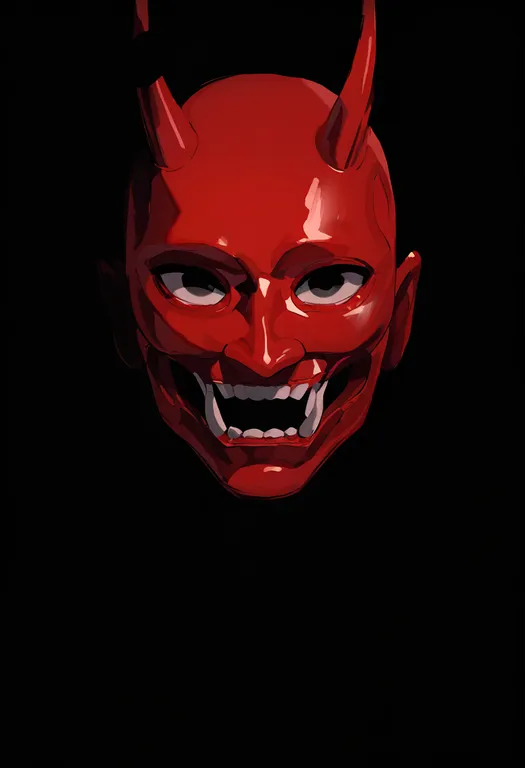 masterpiece, best quality, newest, absurdres, highres, safe, oni_mask, 1girl, solo, simple_background — by k3scat, made with ComfyUI