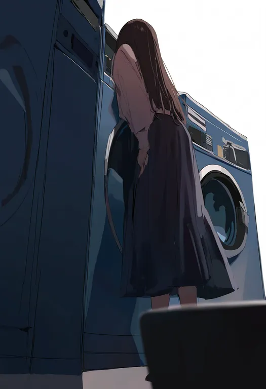 masterpiece, best quality, newest, absurdres, highres, safe, washing_machine, 1girl, solo, simple_background — by k3scat, made with ComfyUI