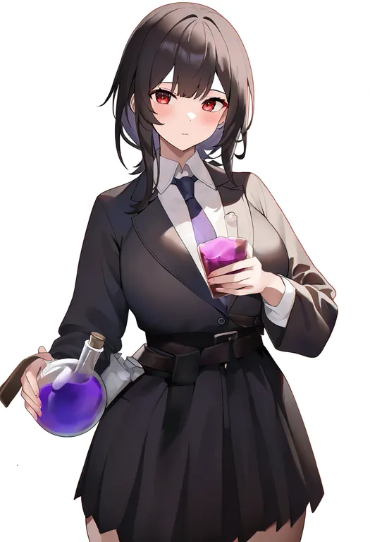 masterpiece, best quality, newest, absurdres, highres, safe, round-bottom_flask, 1girl, solo, simple_background — by k3scat, made with ComfyUI