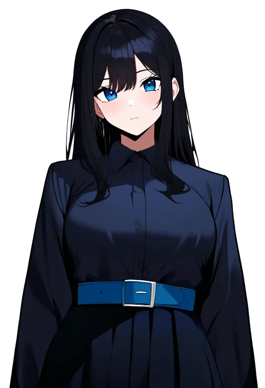 masterpiece, best quality, newest, absurdres, highres, safe, blue_belt, 1girl, solo, simple_background — by k3scat, made with ComfyUI