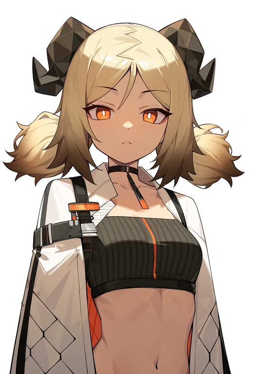 masterpiece, best quality, score_7, safe, ifrit (arknights), arknights, solo, upper body, simple background — by k3scat, made with ComfyUI