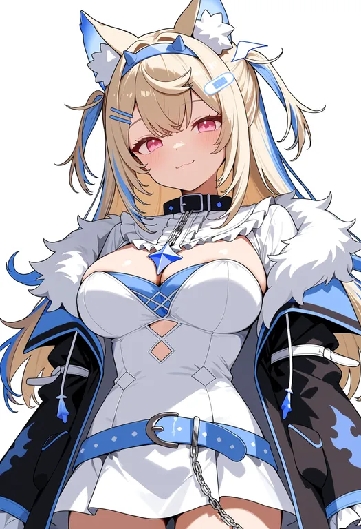 masterpiece, best quality, score_7, safe, fuwawa abyssgard (1st costume), solo, upper body, simple background — by k3scat, made with ComfyUI