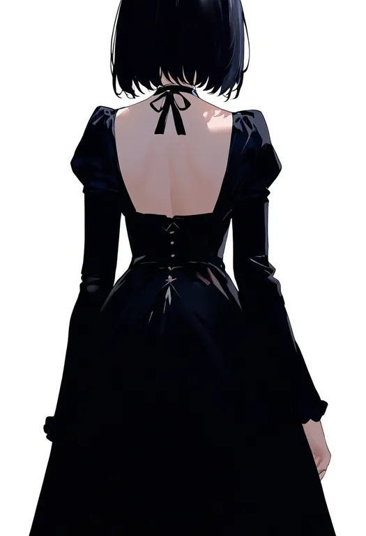 masterpiece, best quality, newest, absurdres, highres, safe, back_ribbon, 1girl, solo, simple_background — by k3scat, made with ComfyUI