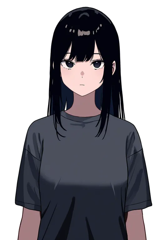 masterpiece, best quality, newest, absurdres, highres, safe, grey_shirt, 1girl, solo, simple_background — by k3scat, made with ComfyUI