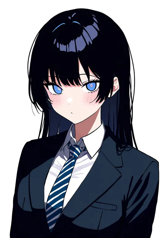 masterpiece, best quality, newest, absurdres, highres, safe, diagonal-striped_necktie, 1girl, solo, simple_background — by k3scat, made with ComfyUI